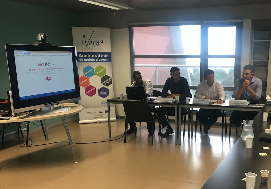 Frédéric Lorion Responsable de l??Observatoire régional, Gaston Bigey Directeur général délégué de Nexa et Vincent payet Conseiller régional élu au numérique et à l??audiovisuel, ont officiellement présenté nexstat.re
